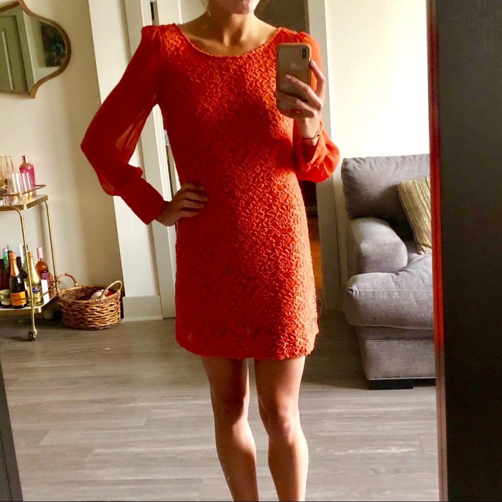 Orange lace dress